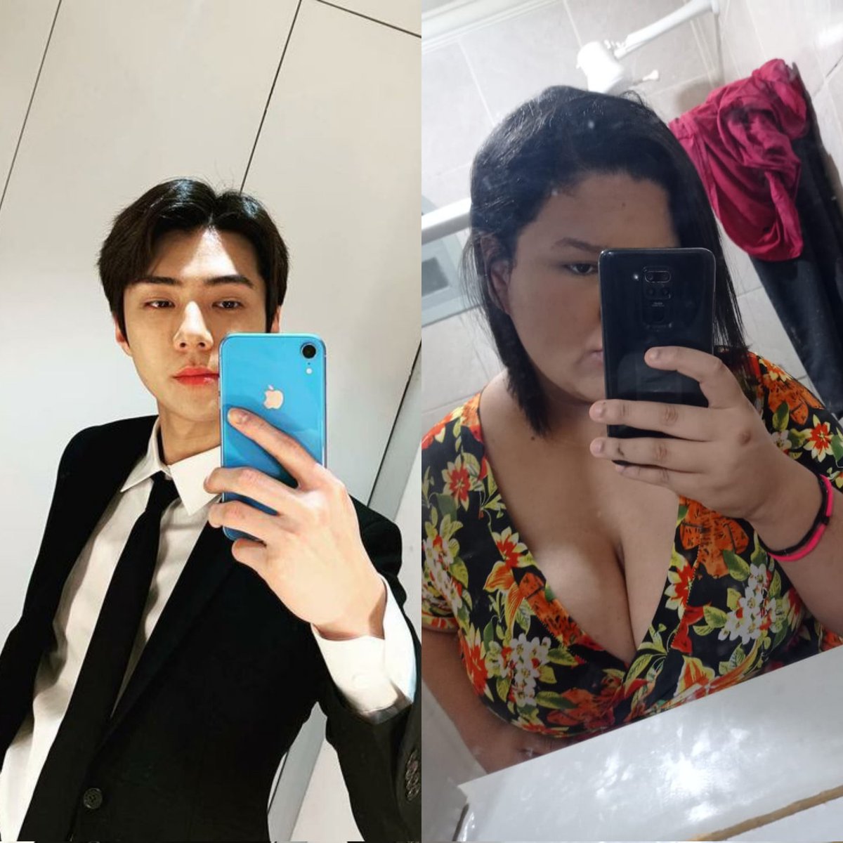 ForeverrrIgot7's tweet photo. Eu i ele se arrumando para o encontro #EXOLSelcaDay #EXO #ESD @weareoneEXO #peacheschallenge #SEHUN https://t.co/yhwP827Pbx