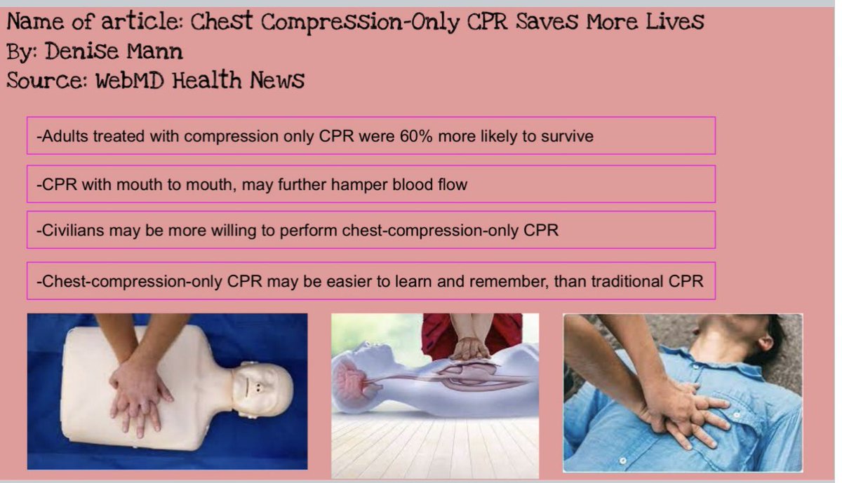 Slope_SM's tweet photo. Our Intro students reading & summarizing a much needed life skill. #compressiononlycpr https://t.co/EuGBGa56br