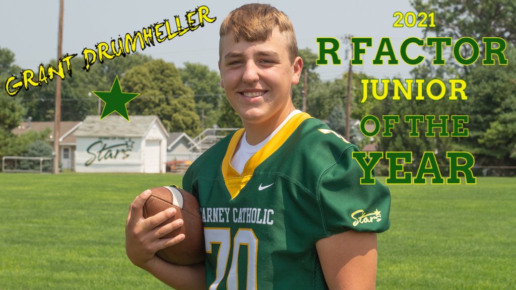 KCStarsFootball's tweet photo. 2021 Season R Factor Junior of the Year: Grant Drumheller. Photo courtesy of @CorbeyDorsey #KCStars #CrestforRespect https://t.co/2RjneSwTLs