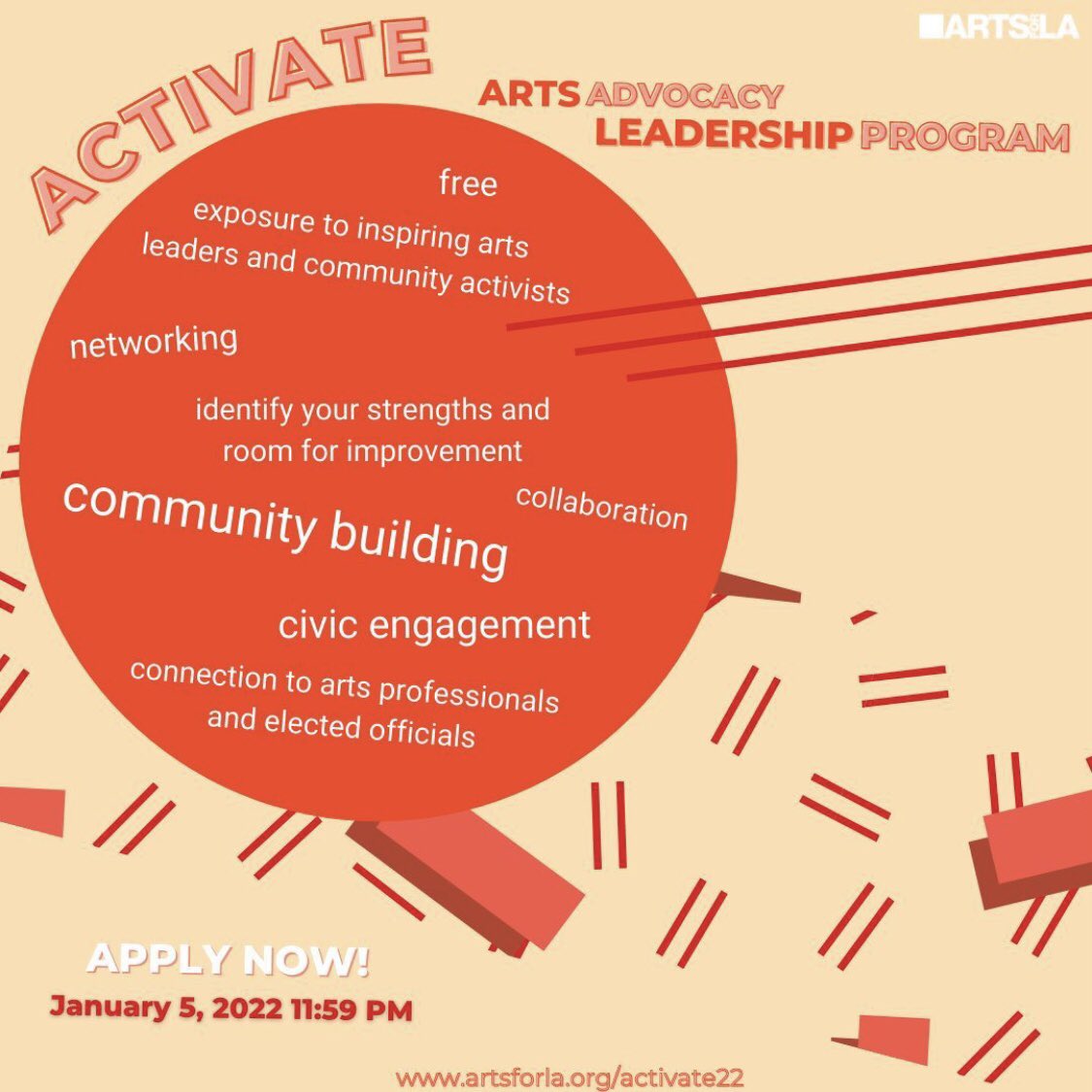 Cbmarts_CGU's tweet photo. APPLY NOW! @ArtsforLA 𝔸ℂ𝕋𝕀𝕍𝔸𝕋𝔼 2022 Delegates. Activate change in YOUR community! ➡️ https://t.co/uh1dZMhTSU https://t.co/DOBoJuq5zr