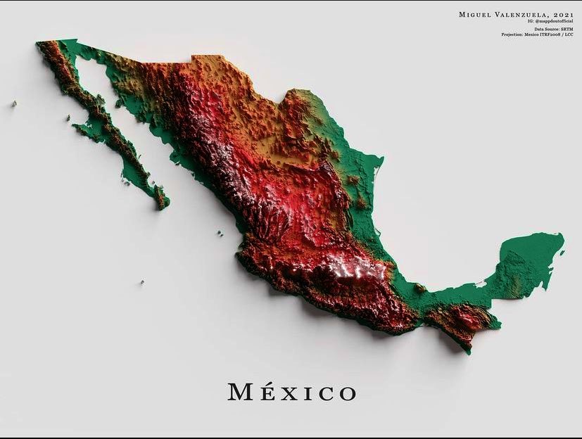 InfoMeteoro's tweet image. ¿Han visto con detalle el gran relieve que tenemos en #México?

❇️Llanuras/planicies de la Vertiente del Golfo con el tiempo y clima más extremoso
⛰El Altiplano encerrado por las Sierras Occidental y Oriental
🗻Los volcanes con más de 4000 msnm
🏝La Vertiente del Pacifico