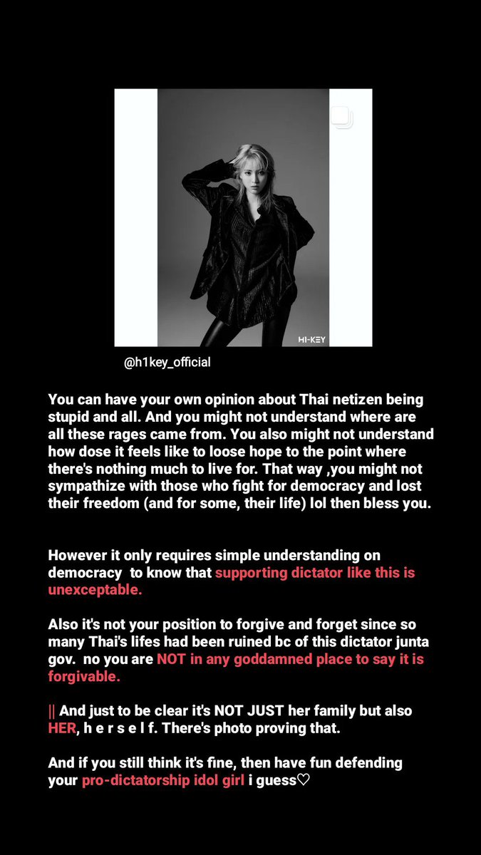 ffengx__'s tweet photo. Honestly, She did it on her own. Not just her family She supported the dictator herself. I wish you happiness with a pro-dictator idol girl. @H1KEY_official

#แบนSITALA https://t.co/hpBdRsEUcM
