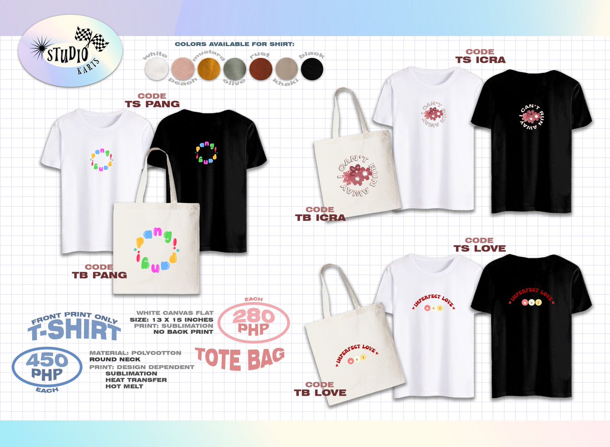 studiokarts's tweet photo. Studio Karts is back with new collection! Check out our merchandise!

[ PRE-RELEASE Attacca Collection ] wts lfb help rt

🏁 PRE-ORDER
🏁 280 PHP to 550 PHP
🏁 https://t.co/WWfSQ8CqjE
🏁10% DISCOUNT will be given to those who will place their orders until 12.09.21 at 11:59 PM https://t.co/CyftxCKzOP