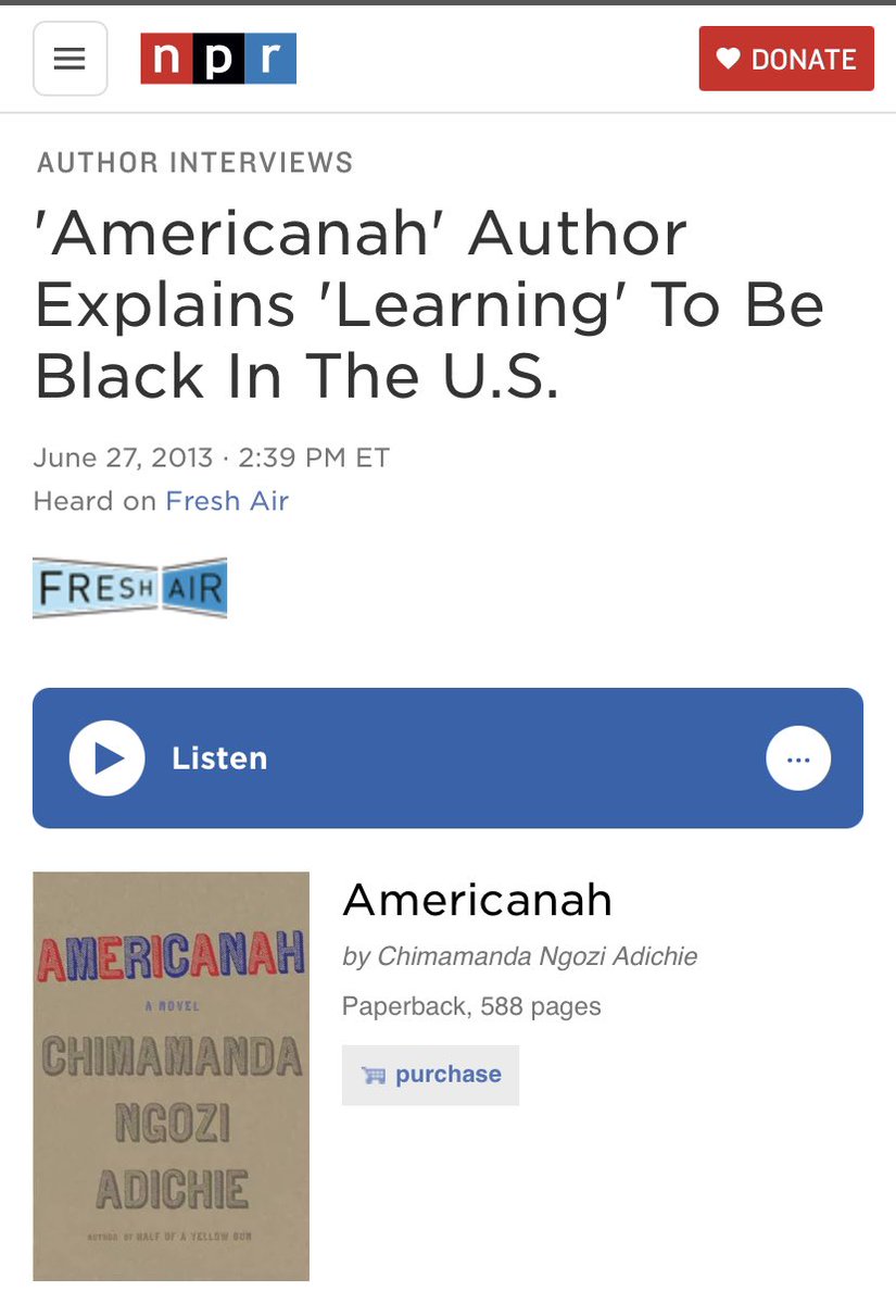 On beingAfrican but not AfricanAmerican in the U.S.
'when people say to me, 'You're different. You're not angry,' in some ways it also feels that I'm being made complicit for something that I don't want to be complicit in… in some ways they're saying, 'You're 1 of the good ones’