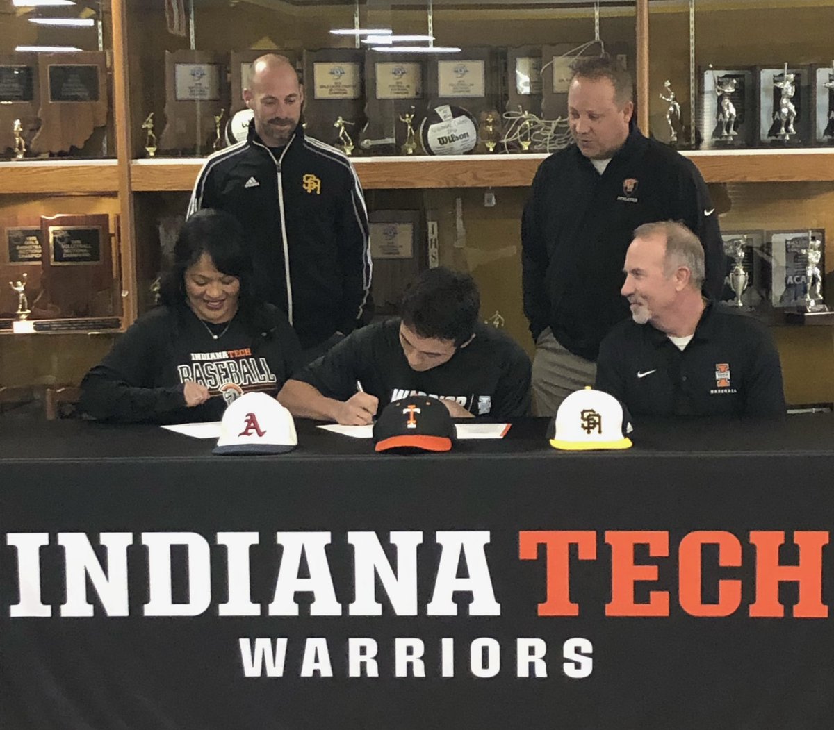 BaseballSAHS's tweet photo. AJ Dull signs with Indiana Tech to continue his baseball career with the Warriors.  We are excited for you AJ!  Hard work pays off!! https://t.co/L5mqr5lGv5