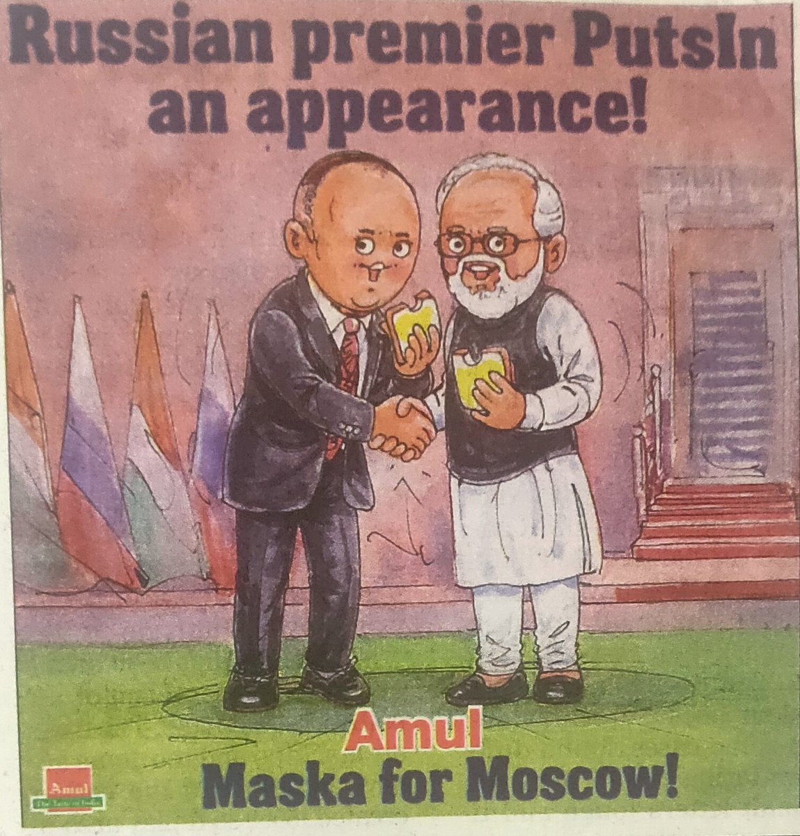 Aditya3895's tweet photo. @timesofindia @PMOIndia @KremlinRussia_E @Amul_Coop #bestadvertisement #ModiPutinsummit https://t.co/GdOFcKsUEE