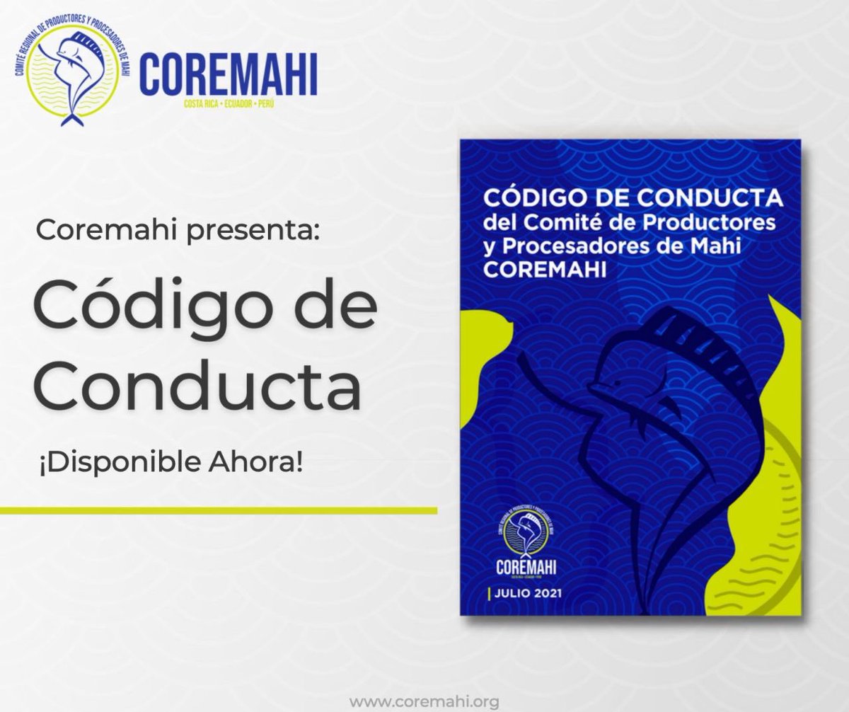 Conoce el Código de Conducta que COREMAHI ha desarrollado con el fin de establecer un arreglo subregional para velar por la conservación y ordenación del mahi-mahi en el Océano Pacífico Oriental.

👉👉lnkd.in/dK2BPcgX
