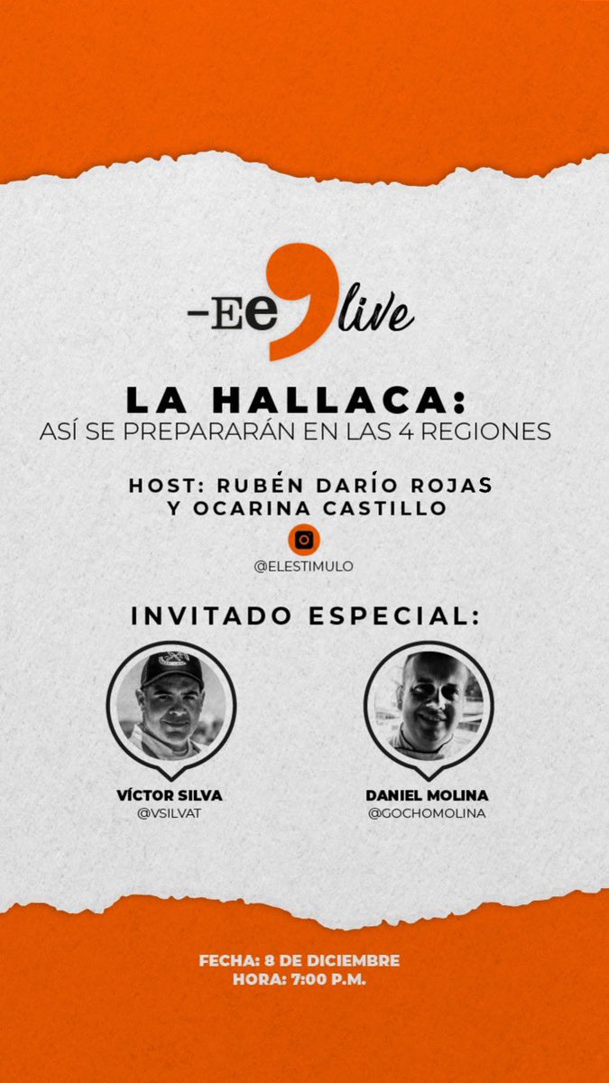 elestimulo's tweet photo. En #ElEstimulo celebramos la tradición venezolana: La Hallaca con un encuentro muy sabroso que reúne a grandes expertos como Rubén Dario Rojas (@elfogoncreativo), Ocarina Castillo, Víctor Silva y Daniel Molina.
⠀⠀⠀⠀⠀⠀⠀⠀⠀
A través de IG Live, mañana,a las 7: 00 p.m. 🙌🏼 https://t.co/3icJqtCNpX