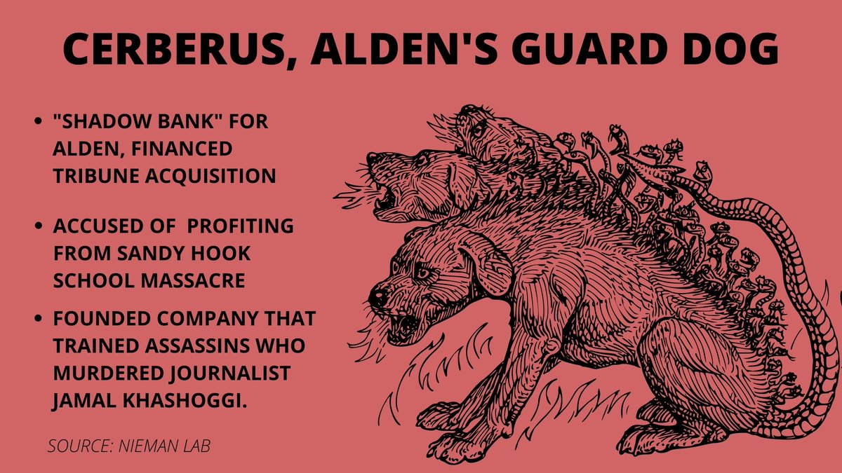 BlRidgeGuild's tweet photo. It's been two weeks since Alden said it wanted @LeeEntNews, and all we want this holiday season is for Lee to #SayNoToAlden. Why? 

Because Alden’s primary financial backer is a secretive private equity firm named after the three-headed guard dog for the gates of the underworld. https://t.co/cULPvjYoUp