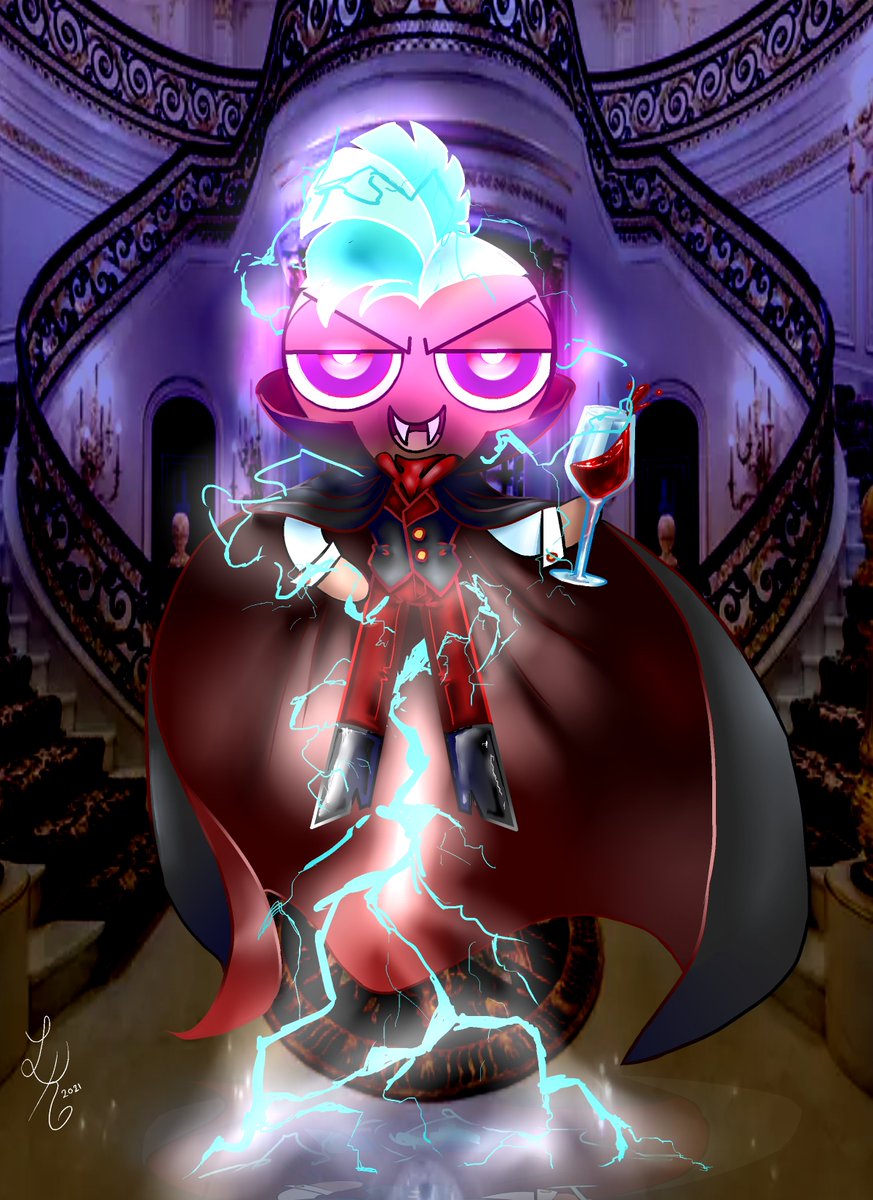 TheSqueakybat's tweet photo. Here's a Halloween picture of Brass where I made him a vampire. https://t.co/nFp12b8Pql