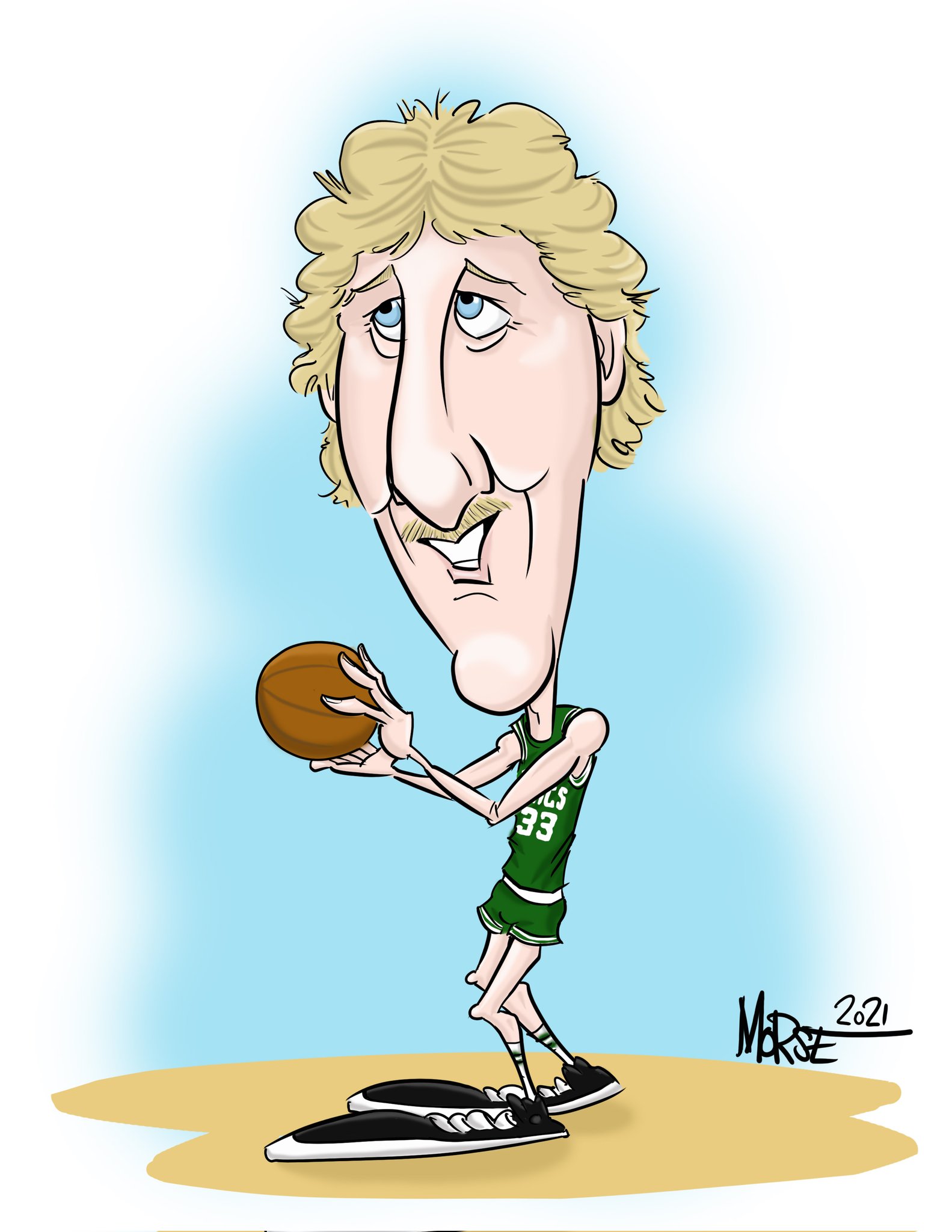 Happy Birthday to Larry Bird! A caricature is a slam dunk holiday gift, so message me! 