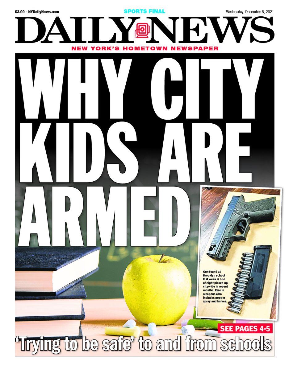 NYDailyNews's tweet photo. WHY CITY KIDS ARE ARMED 
'Trying to be safe' to and from schools https://t.co/W4O2Z9VM3D https://t.co/Ji6mTXGbwD