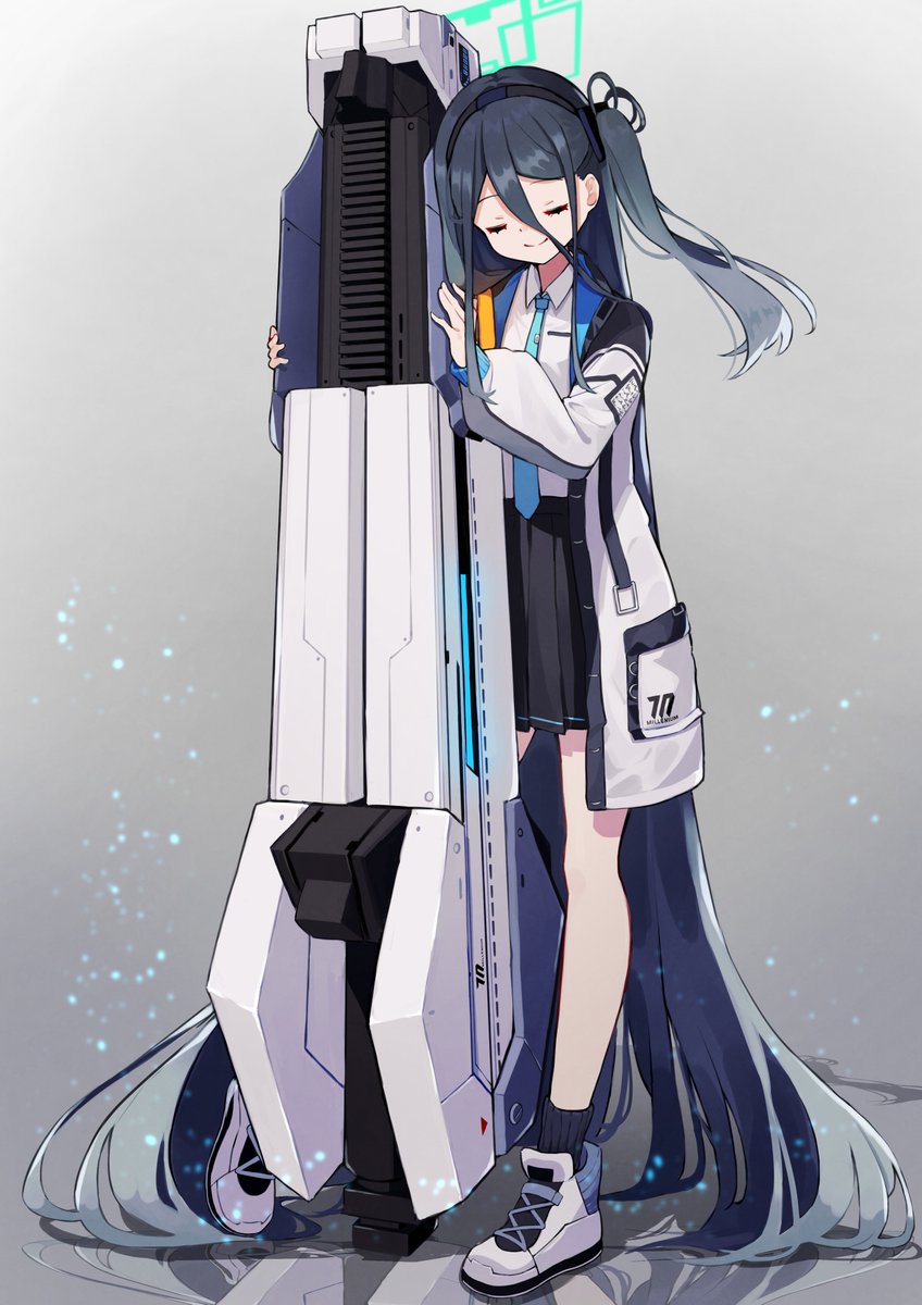 aris (blue archive) 1girl absurdly long hair very long hair closed eyes long hair necktie solo  illustration images