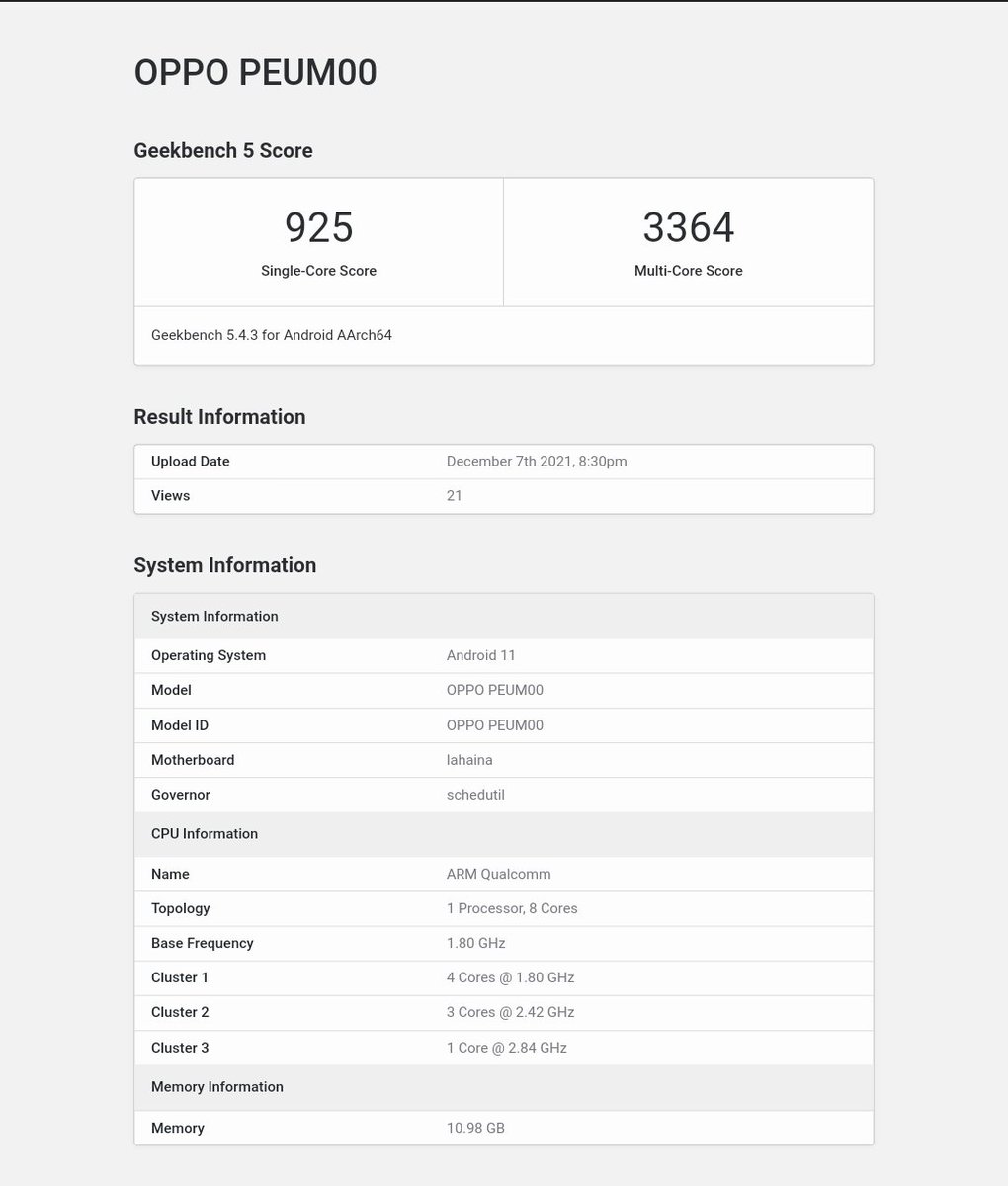 techylogy's tweet photo. #Oppo #oppofold
Oppo Fold (PEUM00) Appears On Geekbench, Will Come With Snapdragon 888 SoC, Android 11, 12GB RAM.. https://t.co/QPb76LYEqO