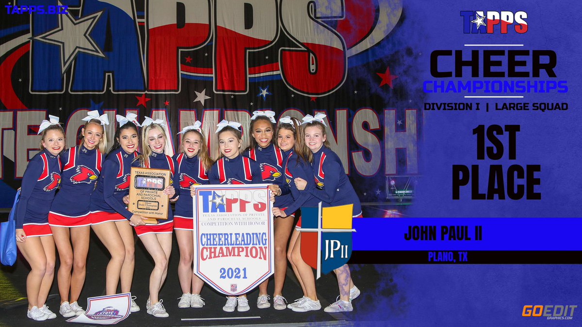 #TAPPScheer State Championships 2021
Division 1, Traditional Large Squad, 1st Place: John Paul II