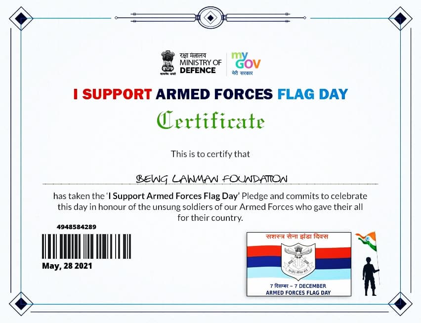 BeingLawman's tweet photo. #ArmedForceFlagDay 
We the people of #India salute all the brave Men &amp; Women in uniform who valiantly fought and continue to fight on our borders to safeguard the country.
#ArmedForces #ArmedForcesFlagDay2021 #India #Equity #Integrity #Humanity #BeingLawman https://t.co/iBkMR7zdgy