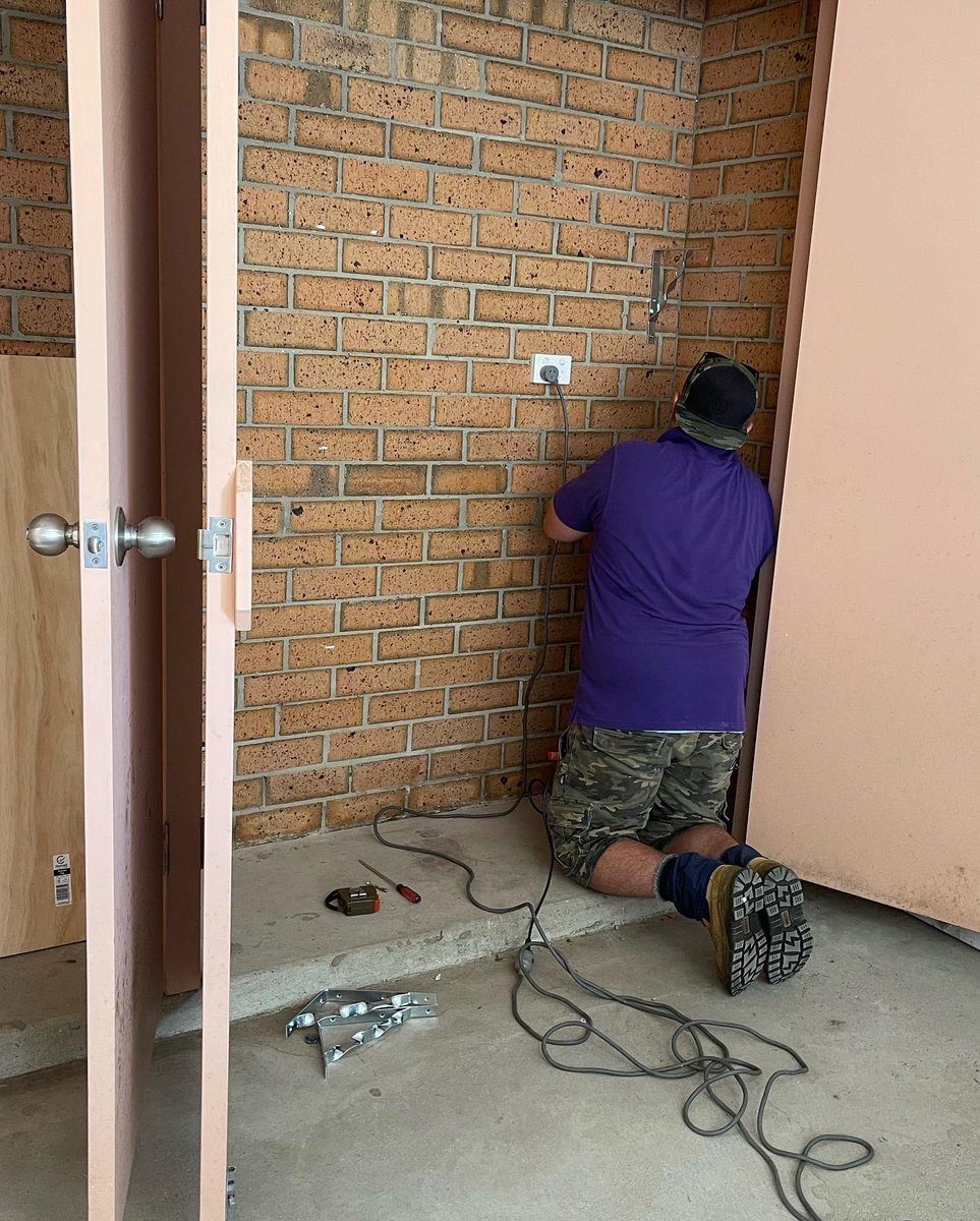 infoaacares's tweet photo. #AussieAgedCareServices never have two days the same! Pictured is Damien #installing #shelving for a #client’s #garage. Although a big #job, it was a very #rewarding one to complete, with the client #happy with the finished #result 💜 https://t.co/zFrEA1zb7V