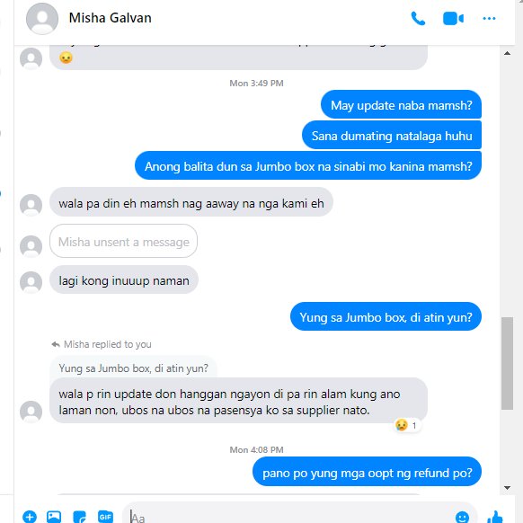 Shopia_ph's tweet photo. #ShopiaUpdates
Ito po yung reply ni supplier sa push thru and refund sa normal eta po
sorry po ia, last school work ko na po talaga this month yung exams until monday then tsaka ako makakapagasikaso po uli sa shop
refund for be deluxe, fast eta and long eta is still ongoing po https://t.co/XRnMYYxqpl
