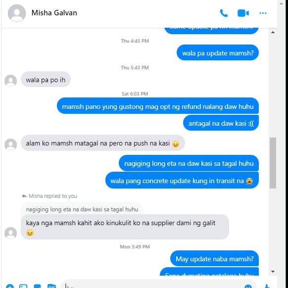 Shopia_ph's tweet photo. #ShopiaUpdates
Ito po yung reply ni supplier sa push thru and refund sa normal eta po
sorry po ia, last school work ko na po talaga this month yung exams until monday then tsaka ako makakapagasikaso po uli sa shop
refund for be deluxe, fast eta and long eta is still ongoing po https://t.co/XRnMYYxqpl
