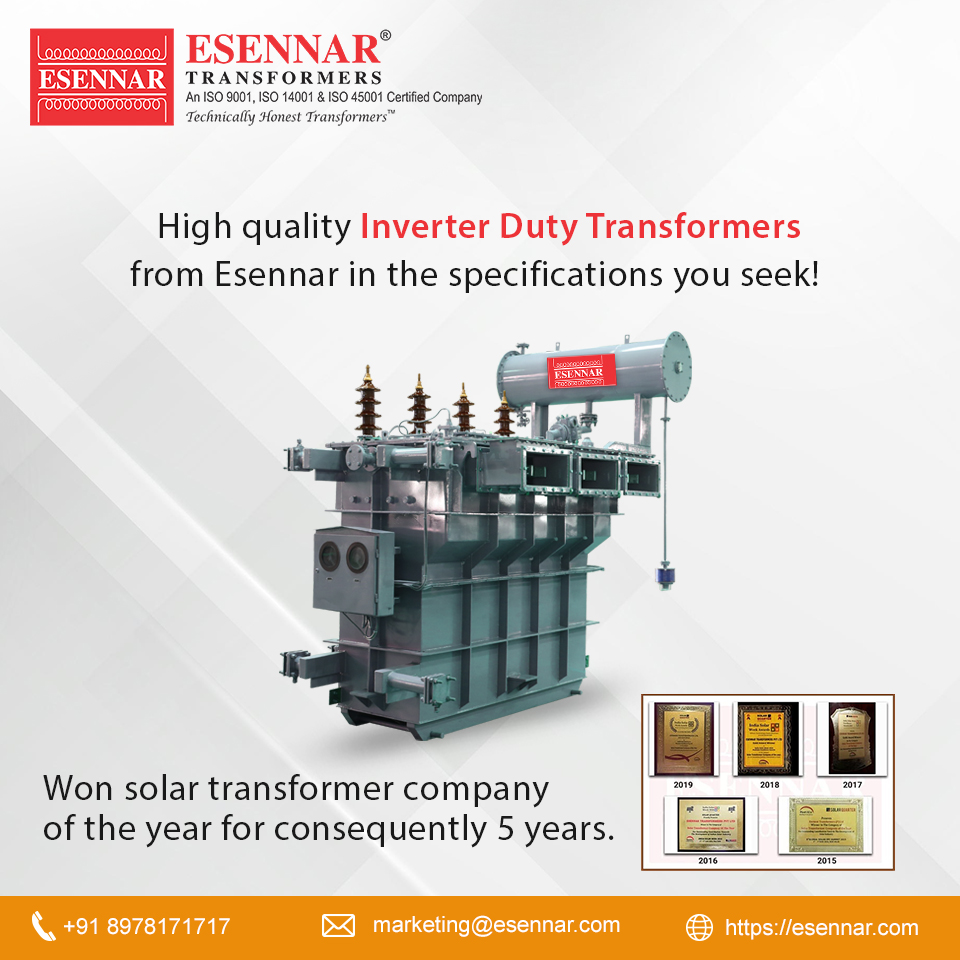 Esennar12's tweet photo. Esennar Inverter duty transformer functions perfectly even under the harshest of conditions. ISI mark/BIS certified , sturdy and reliable. To know more, visit our website<<https://t.co/6l5LNmI8mT
#inverterdutytransformers #reliabletransformer #transformermanufacturers #esennar https://t.co/5GWcLlVhVB