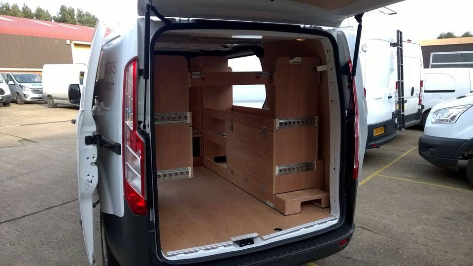 FleetshieldUK's tweet photo. A specialised bespoke fit for this liquid technology company. Ply lining with wooden racking and storage solutions ensure essential components and tools stay safe in transit. #fleetshield #vanconversions #vanmods https://t.co/due2zIBG2c