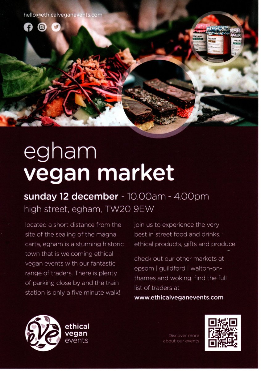 eghamchamber's tweet photo. Xmas Fair and Vegan market in Egham this weekend. Please note that the High Street will be closed to traffic on both days. #community #visitegham https://t.co/HRi4hlTG67