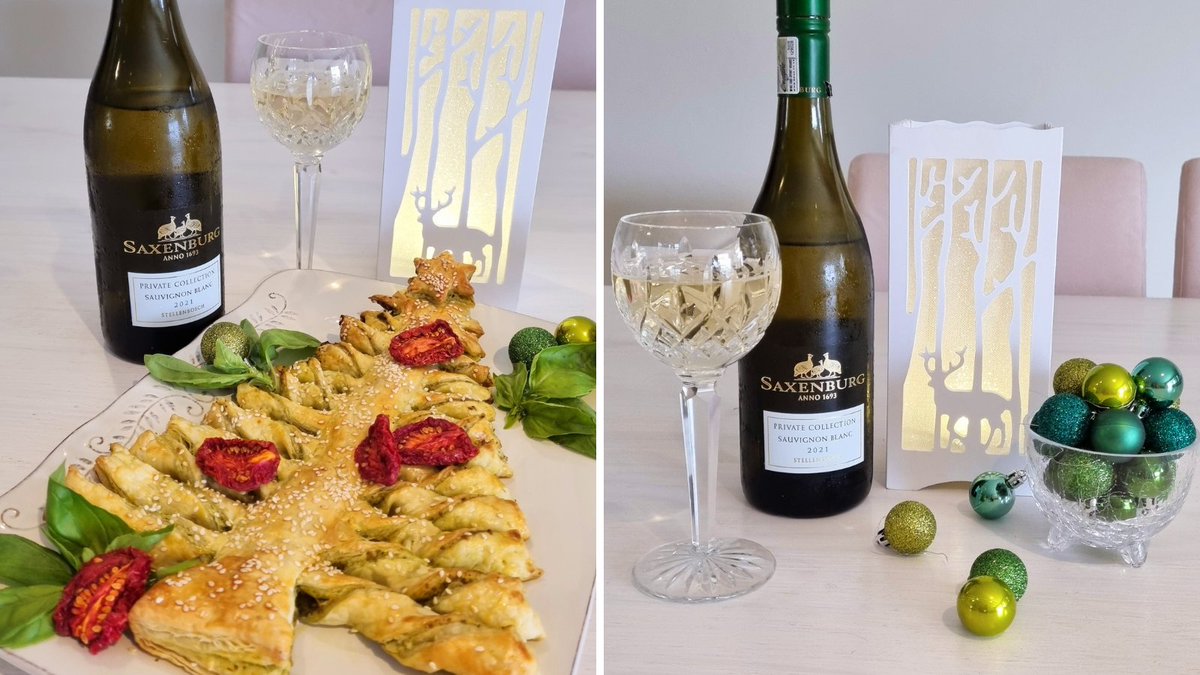 OneStopWander's tweet image. Festive season loading🎄💫
Tear 'n share pesto puff pastry Christmas tree paired with @Saxenburgwine Private Collection Sauvignon Blanc 😍

The wine's fresh minerality, natural acidity &amp;amp; tropical hints go beautifully with the assertive green pesto flavour #SaxenburgMoments #wine