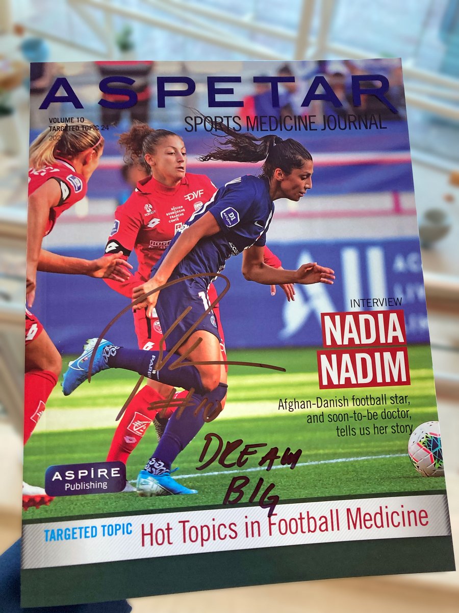 I had the honour to meet @nadia_nadim today in @Aspetar! 
Nadia has shared her amazing story with our EiC Prof @Popovicnebojsa4 in the new issue ‘Hot Topics in Football Medicine’ (available online soon) 

Follow @Aspetar for updates...

#Football #WomenFootball #FootballMedicine