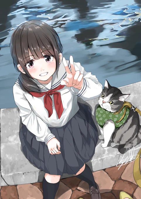 「撮るよー」📷🌸🐈‍⬛
※この前の小学生の子の続きです。 