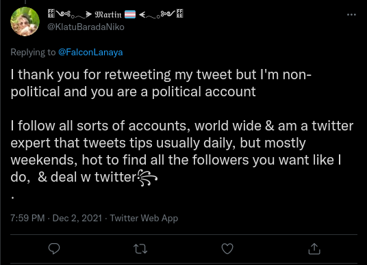 BlockedByMartin's tweet photo. DING DING DING!! #FakeResister Alert from Mr. Non-Political @KlatuBaradaNiko!!

Also attacking @Vic_Resist again.

Big Shocker.

#MartinIsNoResister  #BlockedByMartin 

https://t.co/prX60bURLX https://t.co/SlwsNYLv81