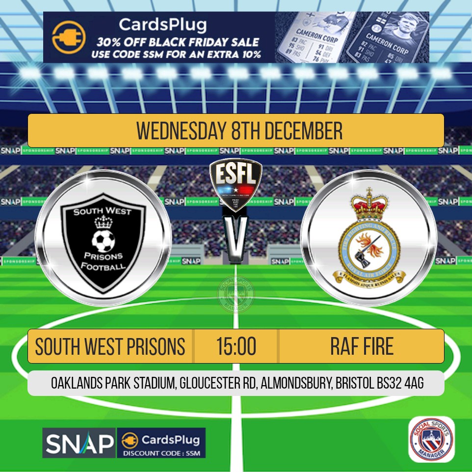 prison_west's tweet photo. Who's excited for the game today ? I know I am and I'm not palying due to injury @RAFfirefootball @ESFL20
@socialsportman  #prisonservice #football #emergencyservices https://t.co/iMP0c1gJKN