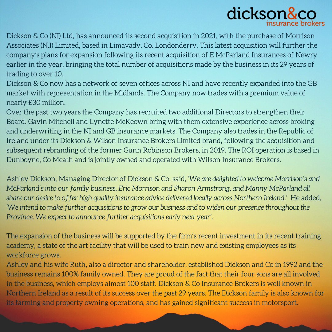 Dickson & Co Insurance Northern Ireland (@_dicksoninsure) on Twitter photo We have some exciting news to share... We have some exciting news to share...