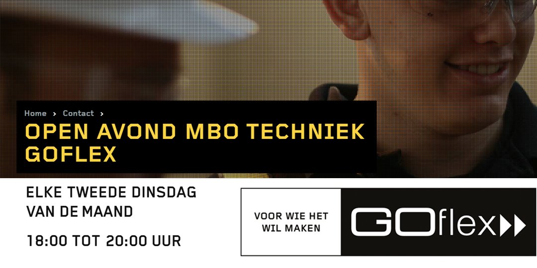 Op dinsdag 14 december heeft Goflex een open avond.
Alle trainingscentra van Goflex zijn voor jou geopend. Er zijn docenten en coaches aanwezig die je alles over jouw opleiding kunnen vertellen. goflex.nl/contact/elke-2…
#studiekeuze #voorlichting #vervolgonderwijs