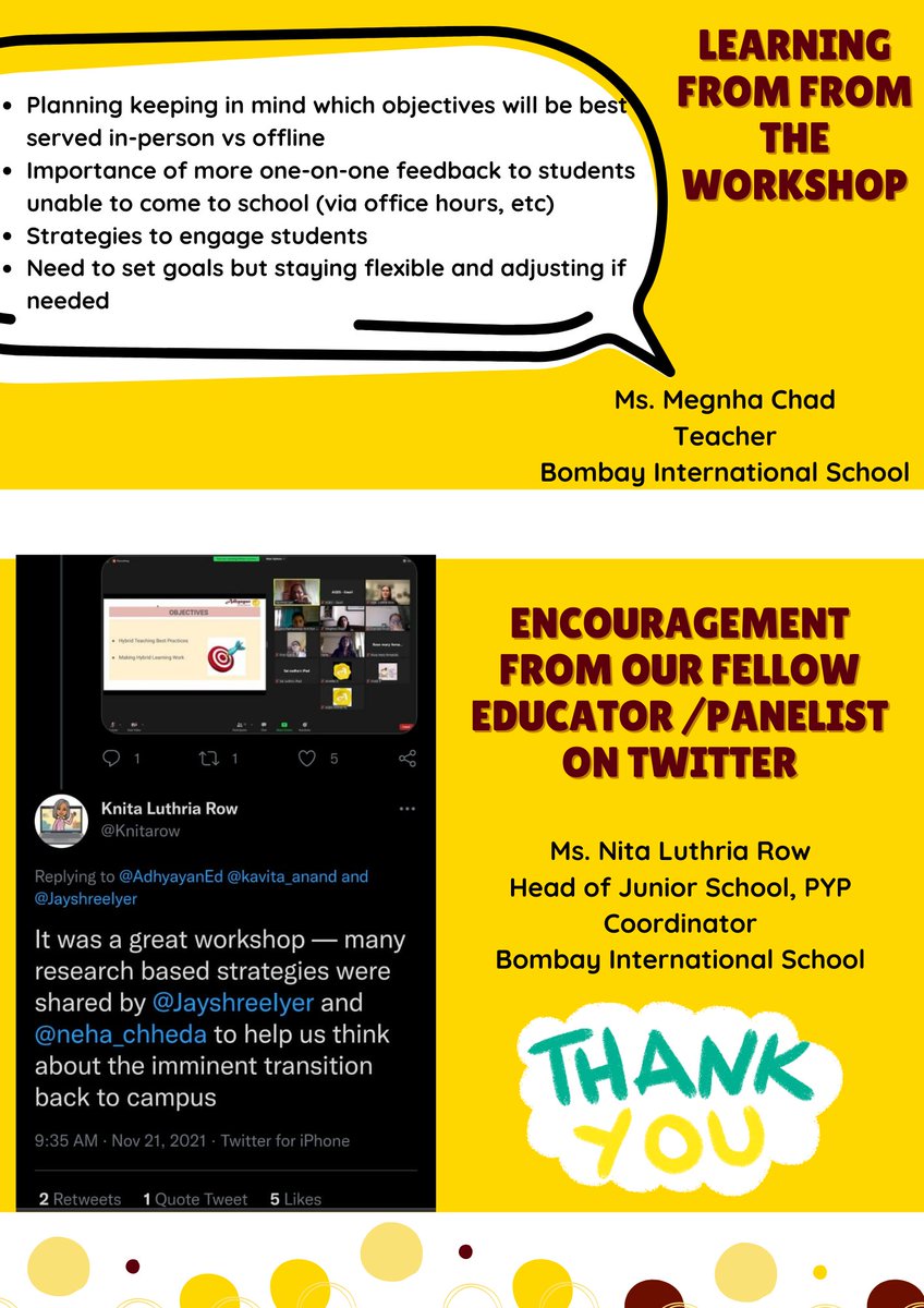 AdhyayanEd's tweet photo. Professional Development for Teachers: Newsletter from Hybrid Learning Workshop
Join us for today's workshop at 5 pm on Blended Learning
https://t.co/PWLdRrfTJK
#pdforeducators #professionaldevelopment #Teachers #shool #educators #teachertraining https://t.co/Rd5ORoX6bX