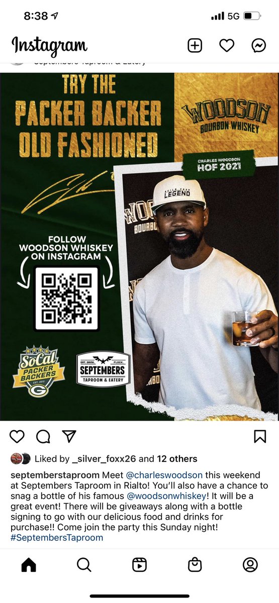 mikeparis9901's tweet photo. Happening this sunday at September’s tap room in rialto ca. Woodson promo team giving out free tastings during the Packer game https://t.co/ByFqH0oIX5