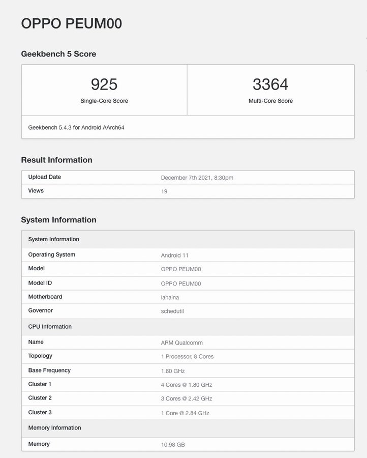RaghavTechie's tweet photo. OPPO Fold with 12GB RAM, SD888, Android 11 visits Geekbench.
#OPPO #OPPOFold https://t.co/e1CuAbJKT6