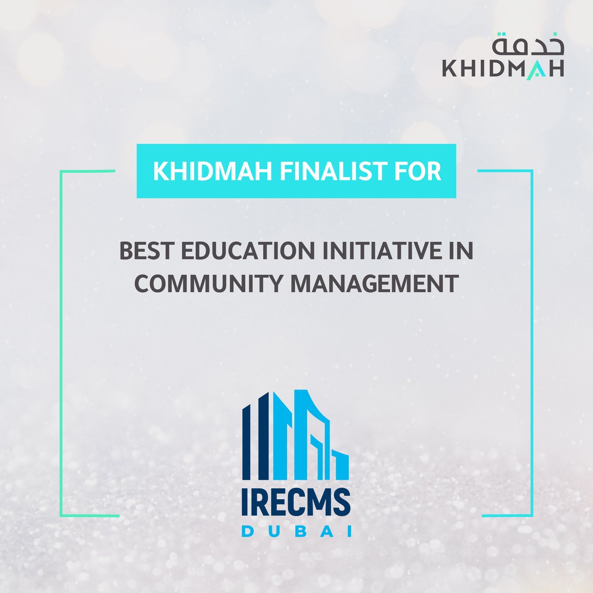 KhidmahFM's tweet photo. We are delighted to be finalists in the International Real Estate Community Management Summit Dubai Awards 2021, for the Best Education Initiative in Community Management.
#WeAreKhidmah #KhidmahFM #IRECMS #Dubai #CommunityManagement #Sustainability #FacilityManagement https://t.co/sDOGbHm13p