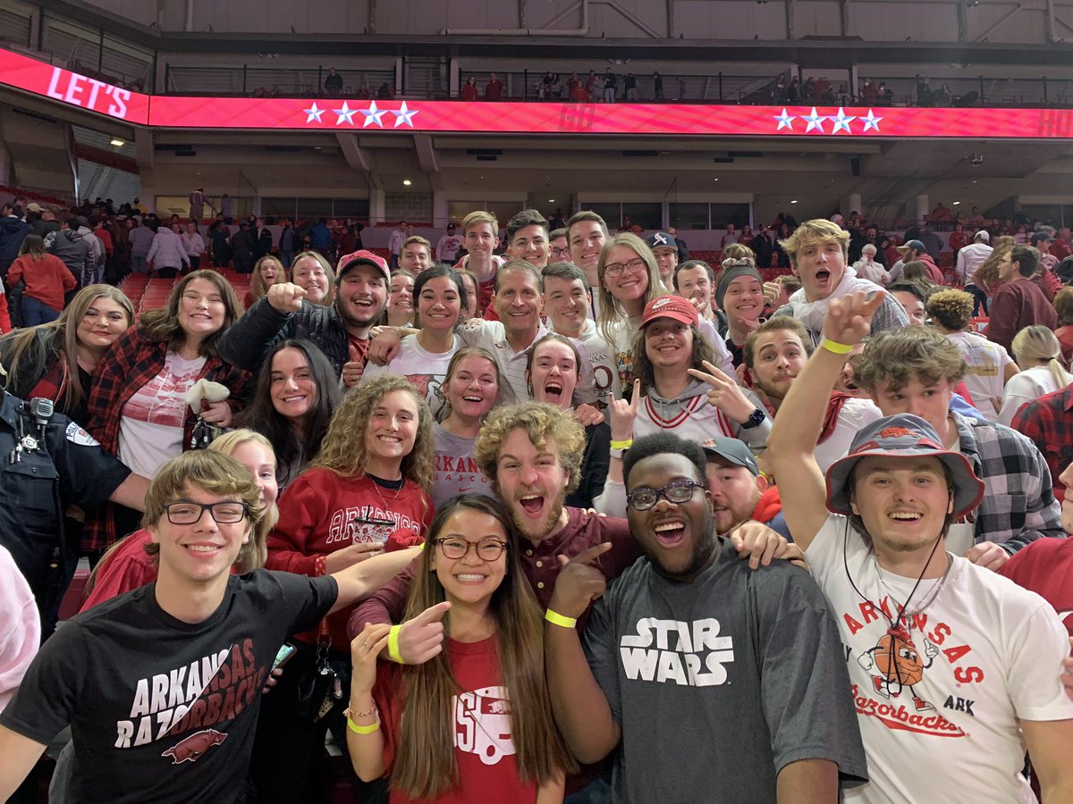 EricPMusselman's tweet photo. Another fun night in Bud Walton, 9-0! 
Reminder to @RazorbackMBB fans we play Oklahoma Saturday at 12:30 in Tulsa at the @BOKCenter! https://t.co/BnpUJo5zEc