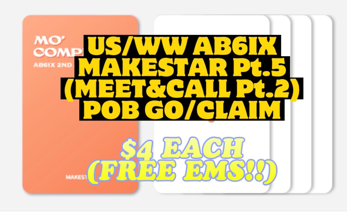 Jessicakpopsell's tweet photo. 🇺🇸US/WW GO for #ab6ix 2nd album'MO' COMPLETE makestar part 5 photocard/pob claim
🎁$4 each (ems included, stamped: +$1 us +$2 ww)
🏹All members available
📋 https://t.co/OkUgIyXHe8
📍available for claim until form closes
#woong #donghyun #woojin #daehwi #wts #ab6ixgo #wtsab6ix https://t.co/2NmW3O3KEm