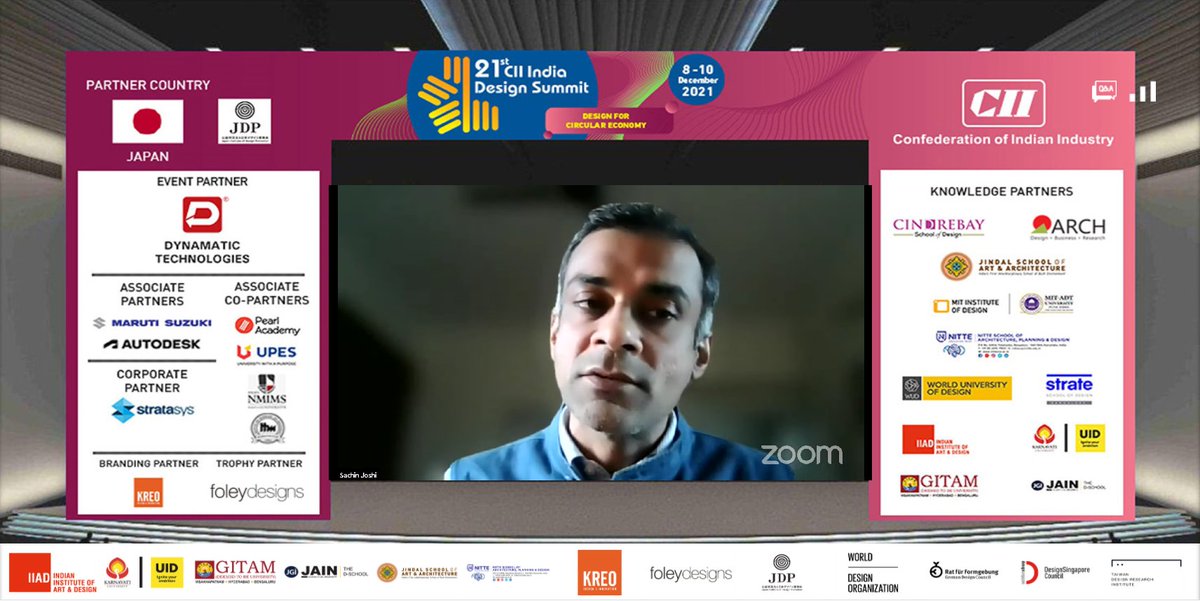 "Economy and businesses cannot become more circular unless there is a system for designing products and policies for design." 
- Mr. Sachin Joshi, Head, DPIIT UNIDO Facility for International Cooperation on Inclusive and Sustainable Industrial Development

#indiadesignsummit