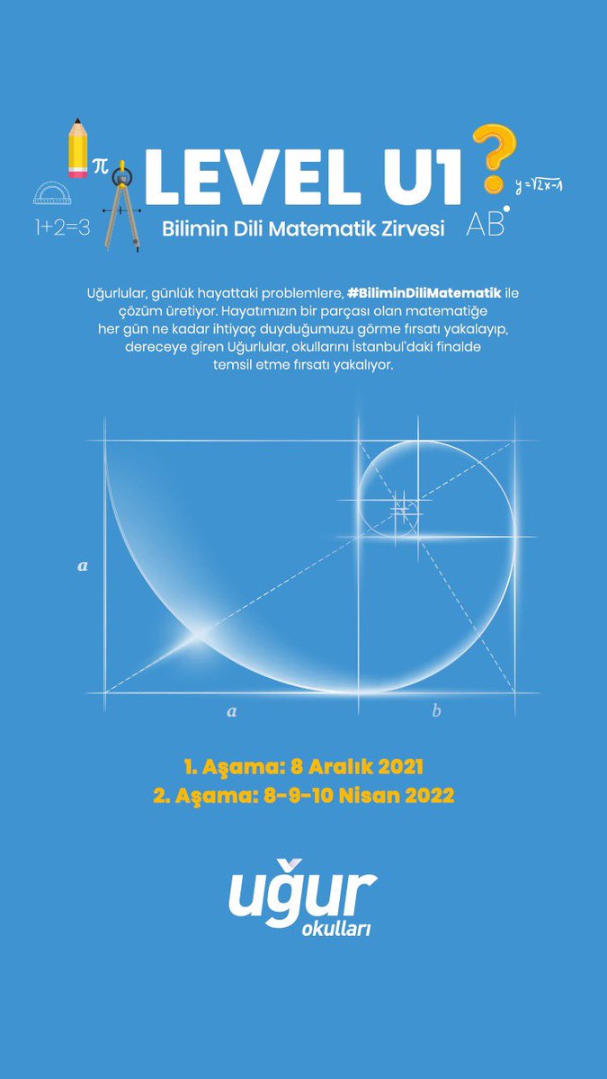 LEVEL U1 Bilimin Dili Matematik Zirvesi 
Tüm Uğur Okullarında 3. ve 4. Ders saatinde bugün uygulanacak. 

Katılım sağlayan bütün öğrencilerimize başarılar dileriz. 🏆🚀
<a href="/nilcicek/">Nil Çiçek</a> <a href="/ardaergez/">Arda ERGEZ</a> <a href="/adilkurt9/">Adil Kurt</a> <a href="/nildayuksel2/">Nilda Yüksel</a> <a href="/UgurOkullari/">Uğur Okulları</a>