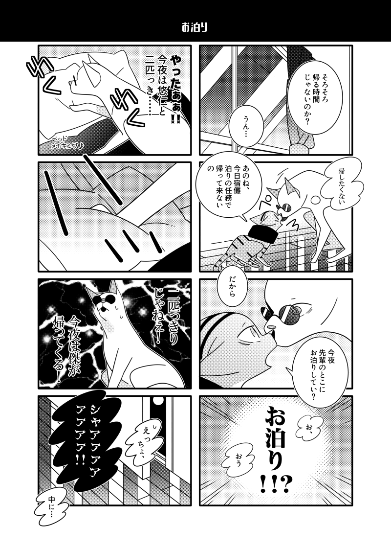 12/12猫五悠新刊サンプル。変わらずの仲良しさんです。ドアは飼い主が弁償しました。 