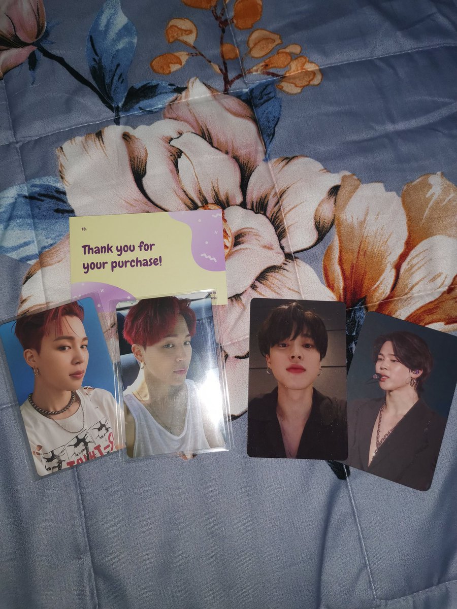 Ninako_marichan's tweet photo. Another set of JIMIN PCs are home!  Thank you so much @minieforkoo for letting me adopt your Jimin Cream PC and Jimin POB pc! Nakailang bili din ako ng butter albums pero ayaw tlga umuwi ni JM cream &amp; pob pc. 😭 Thanks for packing the pcs securely and the freebies 🥰 https://t.co/ruzVNLMyAB