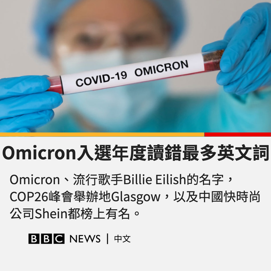 美国字幕公司”根据一项问卷调查公布了今年令新闻主播最头疼的读音，其中Omicron、歌手Billie Eilish的名字均入围。  此外，COP26峰会举办地格拉斯哥（Glasgow）、虚拟货币狗狗币（Dogecoin）、表示“过气”的俚语Cheugy，以及中国快时尚公司Shein也都榜上有名。  （📸：Getty ...
