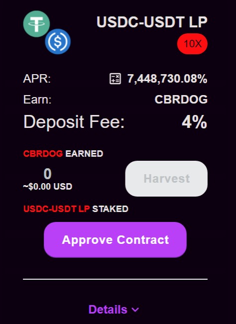 NEW USDC-USDT LP POOL is now added to cyberdog.finance

<a href="/cronos_chain/">Cronos</a> <a href="/TheCronicleNews/">TheCronicle.com - #CronosNews #Cronos #CRO #DeFi</a> <a href="/cronaswap/">CronaSwap 🔥 #Cronos</a> 
<a href="/VVS_finance/">VVS-Finance</a> <a href="/YieldWolf/">YieldWolf</a> <a href="/DefiDirect/">Bomani Zhiwe</a> @News_Cronos @avalancheavax <a href="/0xPolygon/">Polygon</a> <a href="/MetaCronoFarms/">Meta crono</a> @BlackBirdFIn 

#Cronos #DeFi #USDC #USDT #YieldFarming #staking #Crypto