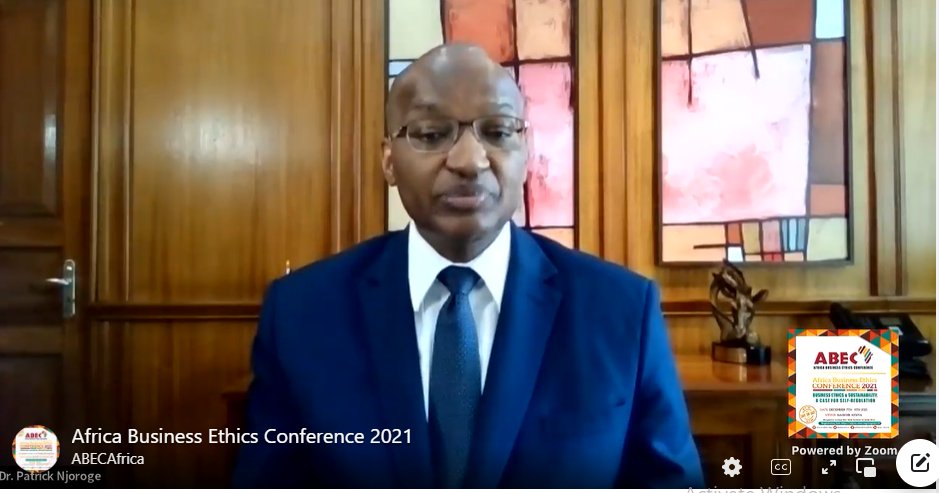 abecafrica's tweet photo. "The tone at the top is really important when it comes to ethics and transparency is at the center of ethical behavior in an organization" @CBKKenya Governor @njorogep gives key note speech and launches @cipe_ethics1st at #ABEC2021 #Self_regulation #anticorruption https://t.co/SdbVaqDFZ8
