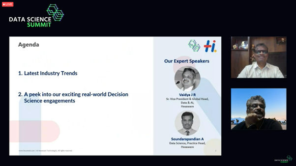 HexawareGlobal's tweet photo. Here’s a sneak peek into our session at the @DSS_conference where our speakers shared their insights on trends and opportunities in Data Science. Join us in our journey to transform business experiences. https://t.co/m422HS7TNw
#HexaHire #dss21 #datasciencesummit #dssconf https://t.co/ev9Jxto7g0