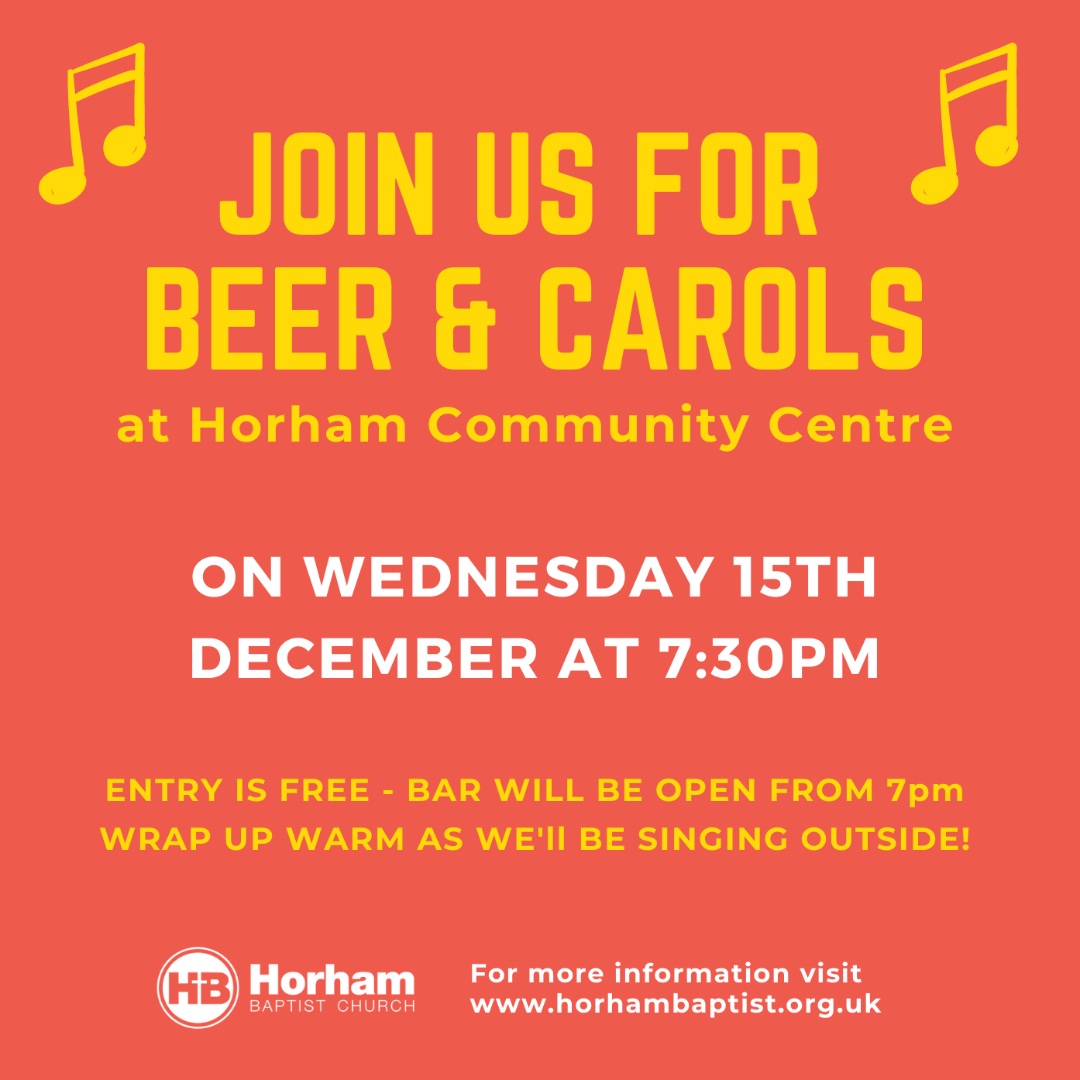 HorhamBaptist's tweet photo. We're back with Beer &amp; Carols at Horham Community Centre next Wed. at 7:30pm (bar will be open from 7pm). 
Wrap up warm though as we're hoping to sing outside, around the fire and under the stars... weather permitting of course! We really hope you can join us!!! https://t.co/IxdpPpmLC6