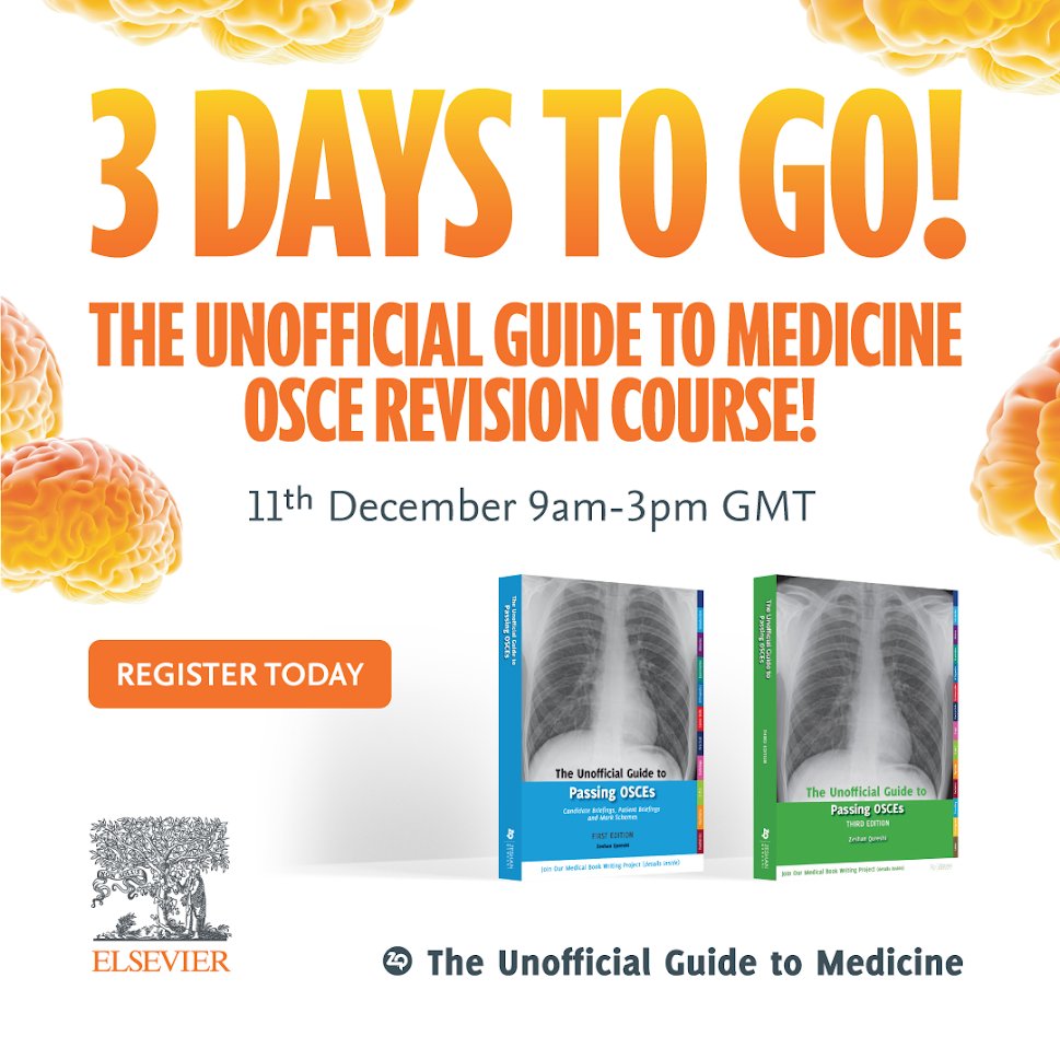 🎉  3 DAYS UNTIL UGTM OSCE revision course with Elsevier!
📚  Join us on 11th December from 9am-3pm GMT! Certificates will be provided after. Discount on our books available on the Elsevier website!
***Registration link: ow.ly/fQxz50H3IZH