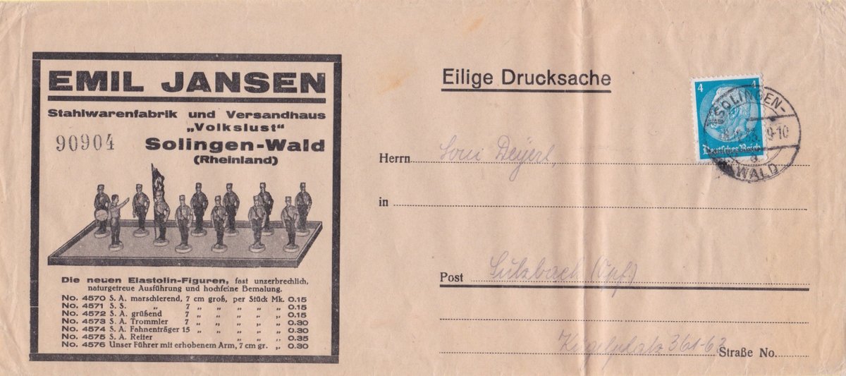 GermanPhilately's tweet photo. Posted #OTD 1933. #Elastolin was the trademark used by the German company O & M Hauรer. Emil Jansen was a reseller. Of the numerous toy soldier manufacturers in Germany Hauรer, & the brand #Lineol were the most popular.
Join the G&CPS at https://t.co/ryctOjj5fL #philately #Stamps https://t.co/6Zgf9iCzmK